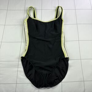 Miraclesuit Swimsuit Women 12 Black White One Piece Trim Sporty Minimalist Pool